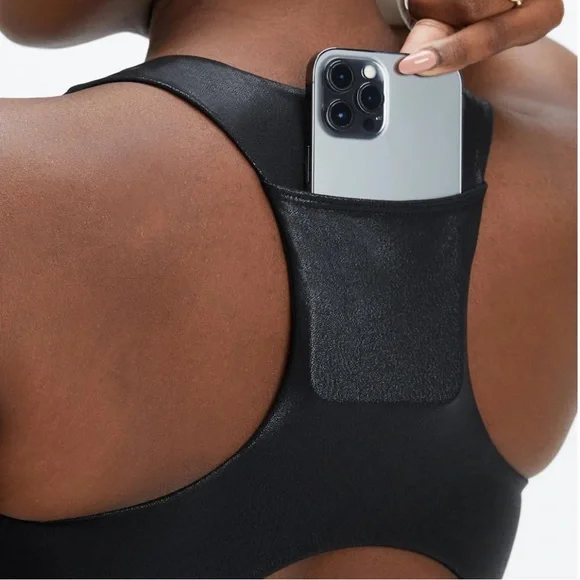 Fabletics Black Fog Foil Medium Impact Sports Bra | XL - Picture 10 of 10